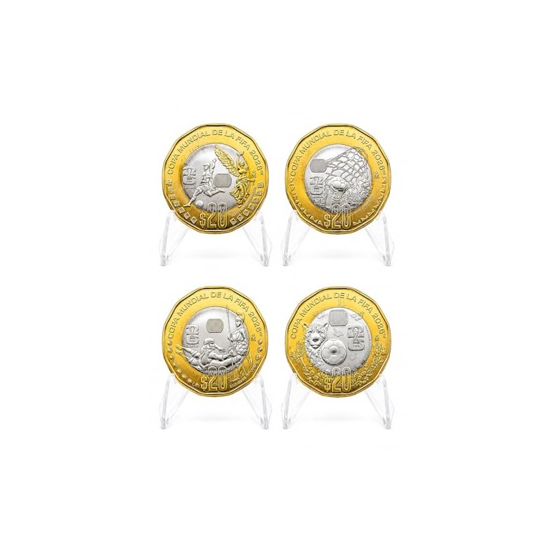 Genérico Set de 4 Distintas Medallas Conmemorativas Mexico 20 Pesos
