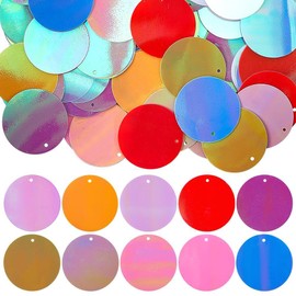 SUNNYCLUE 200Pcs 10 Colors Flat Sequin Paillettes Round Loose Sequins Assorted AB Colorful Plastic PVC Iridescent Applique Art Glitters Hole Sequins for Sewing Craft DIY Embroidery Ornaments Supplies