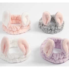 Lovely Microfiber Face Washing Hairband 4-piece Set (Bunny) DP13561