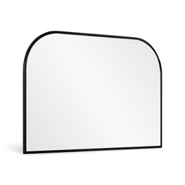 Minuover Modern Large Wall Mirror, Modern Minimalist Home Decor Arch Mantel Mirror, Brushed Black Metal Framed Arched Mirror for Bathroom, Living Room, Bedroom, Fireplace, 24" x 36", Black