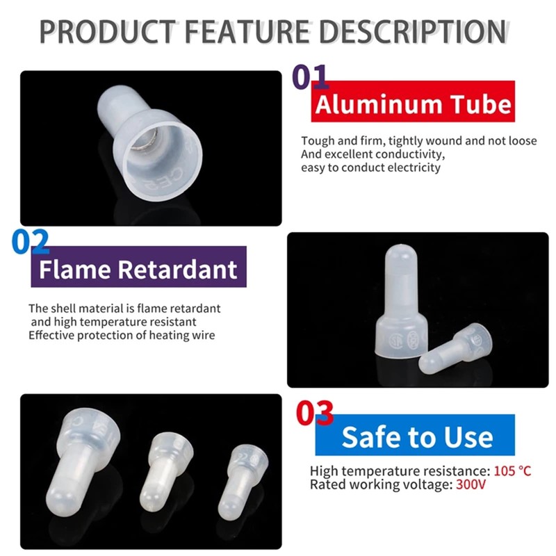Teansic 500 Pcs Closed End Crimp Connectors, 22-16 AWG Wire