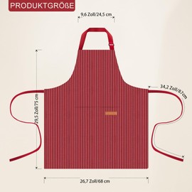 Tczecoo Pack of 2 Kitchen Apron, Baking Apron with 2 Pockets, Adjustable Apron, Unisex Cooking Apron, Neck Strap Aprons for Kitchen, Cooking, Baking, Restaurant, Cafe, Pink and red, One size fits all