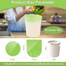 2.6 Gallon Compostable Trash Bags 200 Count, Biodegradable Garbage Bags, Recyclable Kitchen Garbage Bags for Composting, Suitable for Yard Trash Cans, Offices, Lawns, Bathrooms, Outdoor, Camping