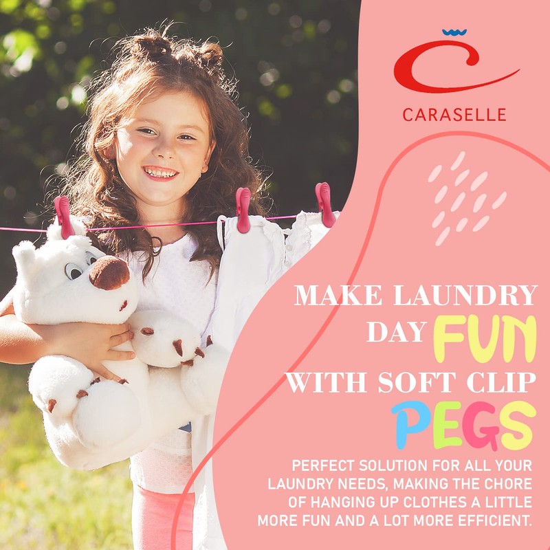 Caraselle Soft Clip Laundry Pegs for Delicate Fabrics - Gentle