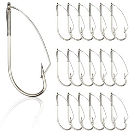 20pcs Weedless Fishing Hooks Worm Wacky Worm Hooks with Weed Guard for Soft Worm Baits Size 1/0 2/0 3/0 High Carbon Steel Fishing Hooks for Soft Lures (2/0-20pcs)