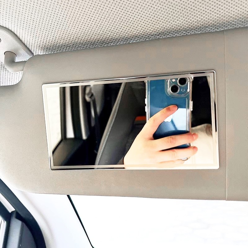 Stainless Steel Car Sun Visor Vanity Mirror, Unbreakable Rear View
