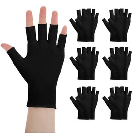 7 pares de guantes de algodón, guantes de noche hidratantes transpirables negros para manos secas y cuidado nocturno, diseño sin dedos, guantes aptos 