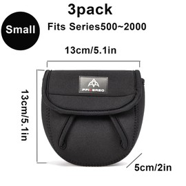 PFILERSO 3Pcs Fishing Spinning Reel Covers Bag Baitcasting Trolling Fishing Reel Protective Case Pouch Sleeve Gloves Fishing Bags Fits 1000-8000 Series Reel 3Size (Samll-3Pack)