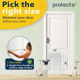 PROTECTO 18x12 Door Protector from Dog Scratching – Cat & Dog Scratch Guard for Indoor/Outdoor Use Easy Install on Doors, Walls, Glass & Screens