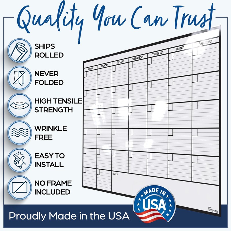 Large Dry Erase Calendar for Wall, 24x36, Large Wall Calendar