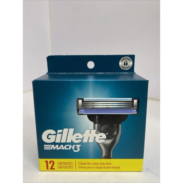 Gillette Mach 3 Razor Blade refills 12 Cartridges