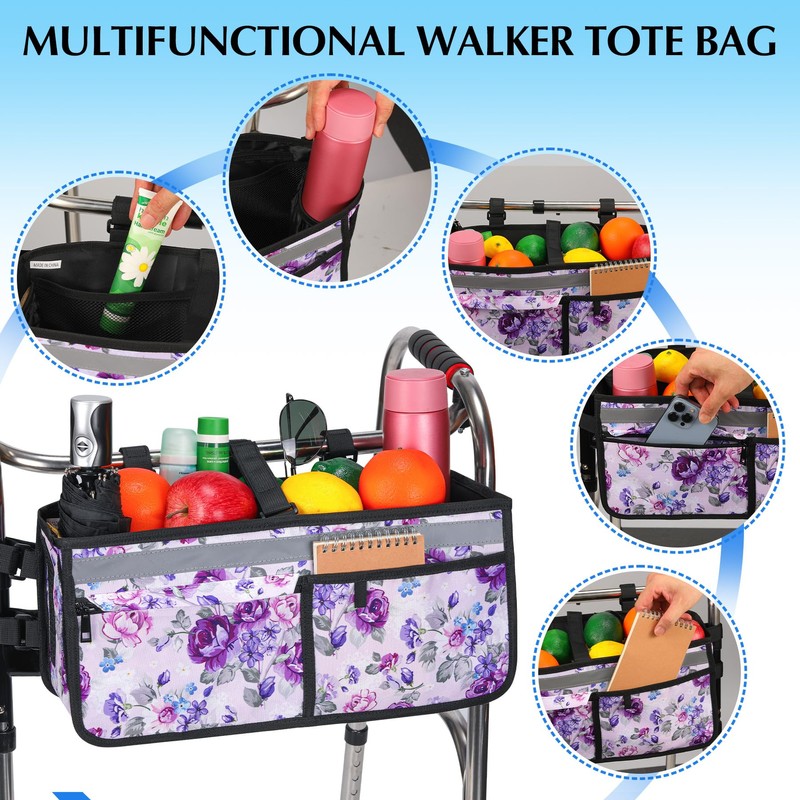 Walker Basket for Folding Walker –Accessories Storage Bag Organizer Pouch
