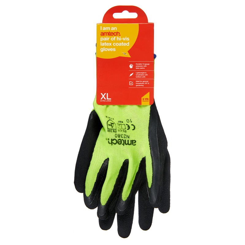 Amtech N2380 XL (Size 10), Certified Quality Latex Coated Hi