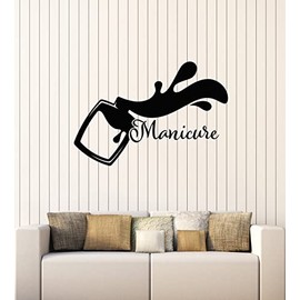 Vinyl Wall Decal Nail Polish Beauty Nails Salon Manicure Female Hand Stickers Mural Large Decor (g7301) Black
