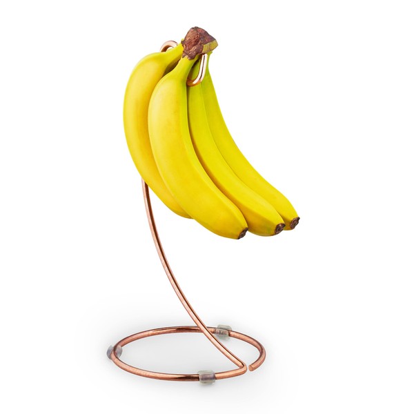 Relaxdays Banana Stand, Fruit Holder, Hanger, Kitchen, Countertop, Metal, HxD: 33 x 17cm, Prevents Pressure Mark, Copper, Iron, 33 x 17 x 17 cm