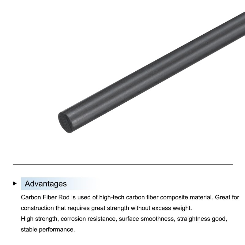 sourcing map 4 Pack Carbon Fiber Rod, 5mm x 150mm