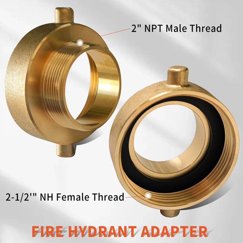 Brass Fire Hydrant Adapter 2-1/2" NST/NH Female x 2" NPT
