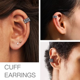 Suplight 925 Sterling Silver Feather Cuff Earrins for Women Non Percing Vintage Jewelry Helix Cartilage Wrap Ear Cuff