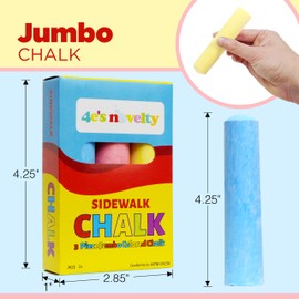 4E's Novelty 3 Boxes Sidewalk Chalk Party Favors for Kids, 3 Jumbo Chalk Sticks In Each Box, Sidewalk Chalk Bulk Individual Packs, Easter Basket Stuffers Toddlers Summer Gift Toy