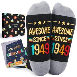 HAPPYPOP 76th Birthday Socks Gifts Ideas - 1949 Birthday Gifts for Older Men, 76 Year Old Elderly with Greeting Card
