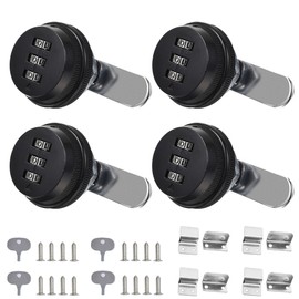 Mogokoyo Pack of 4 3-Digit Code Mailbox Lock Combination Lock Without Key Cam Lock Zinc Alloy Security Lock for Mailbox/Cupboard/Drawer, 20 mm (Black)