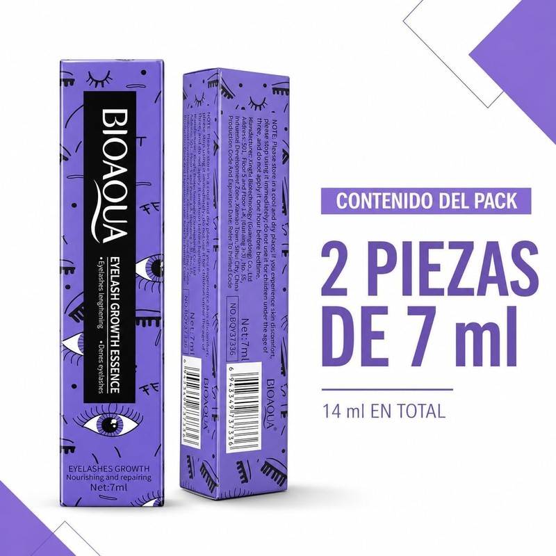 BIOAQUA Pack 2 Serum para Cejas, Pestañas, Línea del Cabello