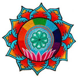 ImZauberwald Huichol Peyote Patch (Black Light Active Handmade) Indigenous Patch Design, Application for Sewing or Decoration, UV Embroidery Meskalin Art - l