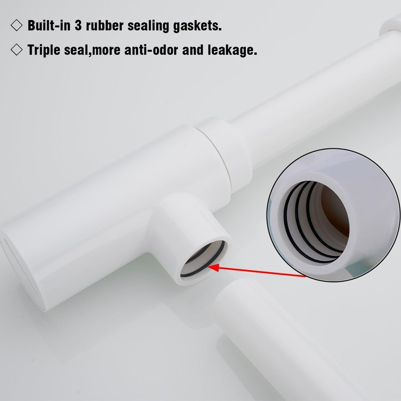 RANDOM Round Bottle P Trap Bathroom Sink 1-1/4,White ABS Plastic