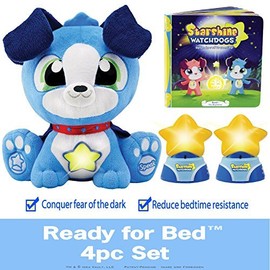 Starshine Watchdogs Bedtime Stuffed Animal Plush Sleep Toy, Remote Control Nightlights, Comforting Phrases, Calming Storybook. Coloring Pages! Award-Winning 4pc Set. US Company