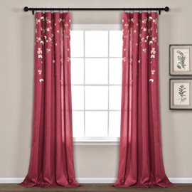 Lush Decor - Panel de cortina con diseño de flores, panel cortina, Rojo, 84" x 42",, 1