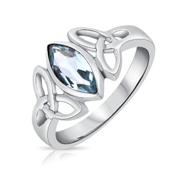 Blue Topaz & 925 Sterling Silver Ring Celtic Trinity Knot Design - T