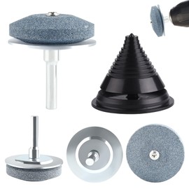 ASTARON 4 PCS Lawn Mower Blade Sharpener(UPGRADED) for Drill and Lawn Mower Blade Balancer Set, Universal Rotary Lawn Mower Sharpener Blade Whetstone for Power Drill Hand Dril