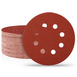 Huopueit 100 PCS 5 Inch Sanding Discs 120 Grit, 8 Hole Aluminum Oxide Hook and Loop Round Sandpaper for Random Orbital Sander