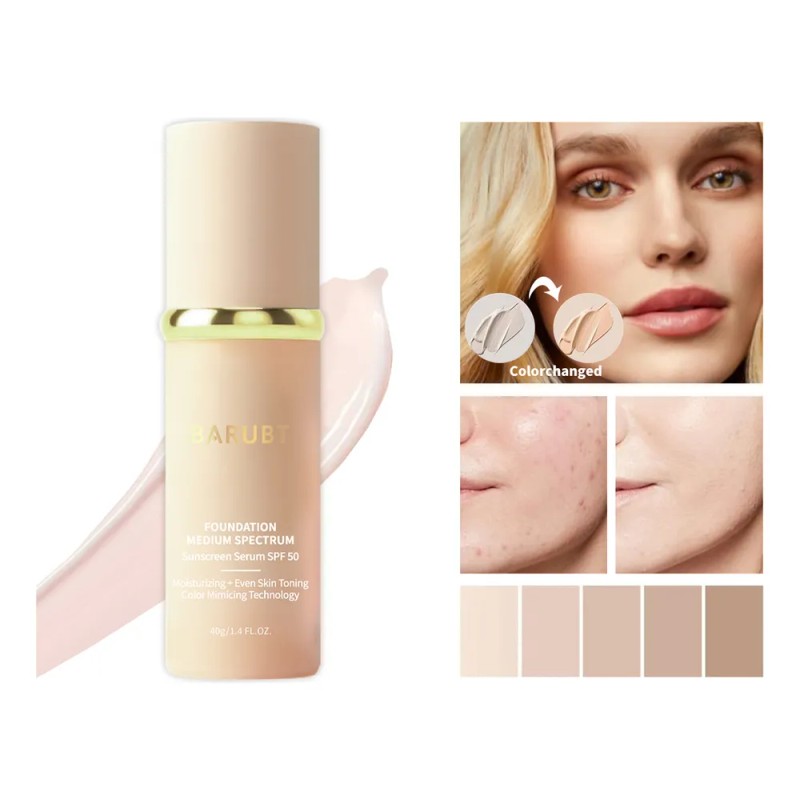 Barubt Base Maquillaje Liquido 4en1 Crema Corrector Spf 50 Blanco