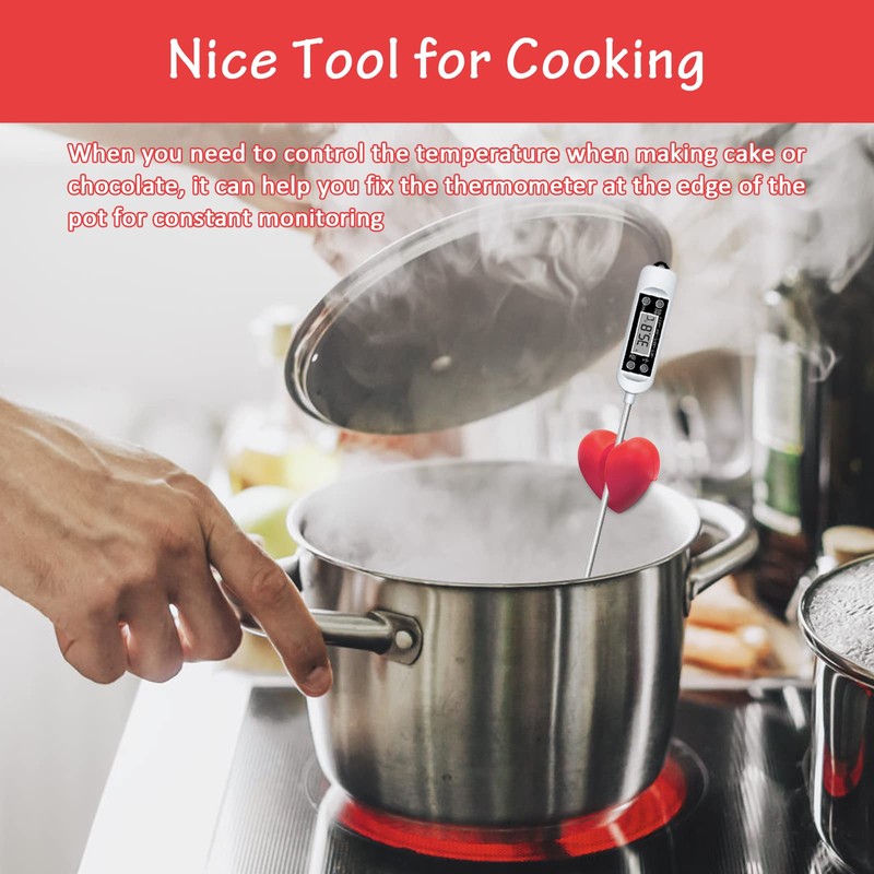 2Pcs Thermometer Pot Clip Holder, Windspeed Red Candy Thermometer Pot