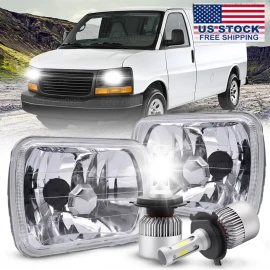 Unbranded Pair For Chevy Express Cargo Van 1500 2500 3500 5x7 7x6 Inch LED Headlights Hi/L