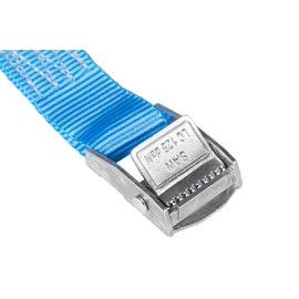 6 x Clamp Lock Straps, Lashing Straps, for up to 250 kg, 25 mm Wide, One-Piece, 3 m, 4 m, 5 m, 6 m, Black, Blue, Red, Neon Yellow, Olive Green