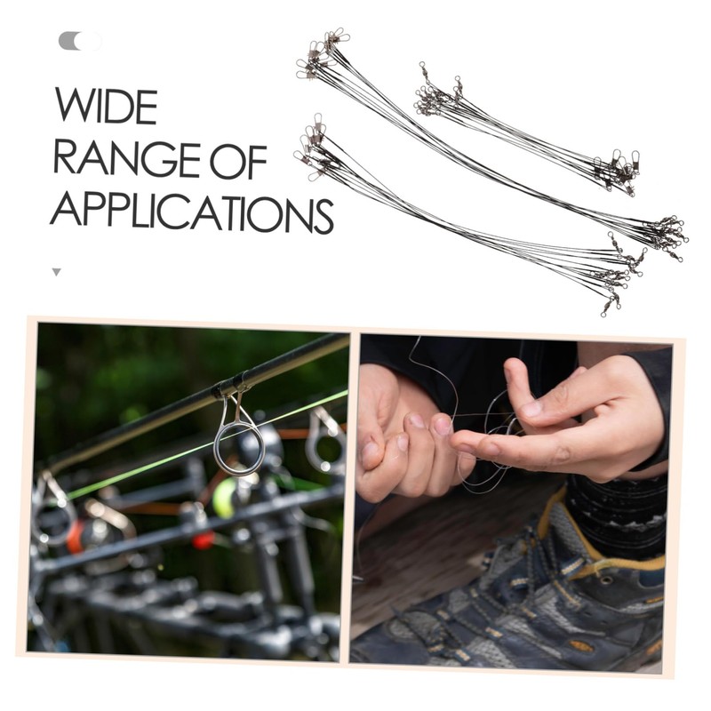 SUPVOX 30pcs Fishing Steel Wire Leaders Double Locking Snaps Biteresistant