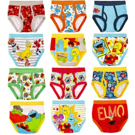 Sesame Street Boys' 12PK Briefs in Advent Box, Elmo, Big Bird & Cookie Monster Make Potty Training Fun with Stickers & Chart, 12-Pack, 18M