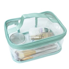 ANEMEL Toiletry Bag Makeup Cosmetic Clear Bag Portable Waterproof Transparent Travel Large Storage Green