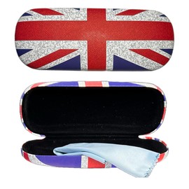 LILAJ London Souvenir PU Leather Spectacle Glasses Case Box: Protective Eyewear Holder for Men and Women - Portable Travel Hard Shell Pouch with Soft Cleaning Cloth Collectible Gift (Union Jack)