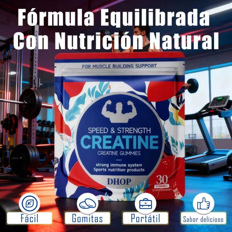 Creatina Monohidratada Alta Dosis Rendimiento Baja Calorias Sabor Berry Verde