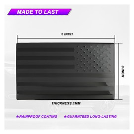 UHANBUT Embossed 3D American Flag Sticker Decal, Metal USA Auto Bumper Emblem Decal, Universal Patriotic Badge Truck Stickers for SUV, Motorcycle, Laptop, Wall (Black)