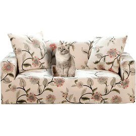 HYSENM 1-, 2-, 3-, 4-seater stretch sofa cover, soft, elastic, colourfast, floral pattern