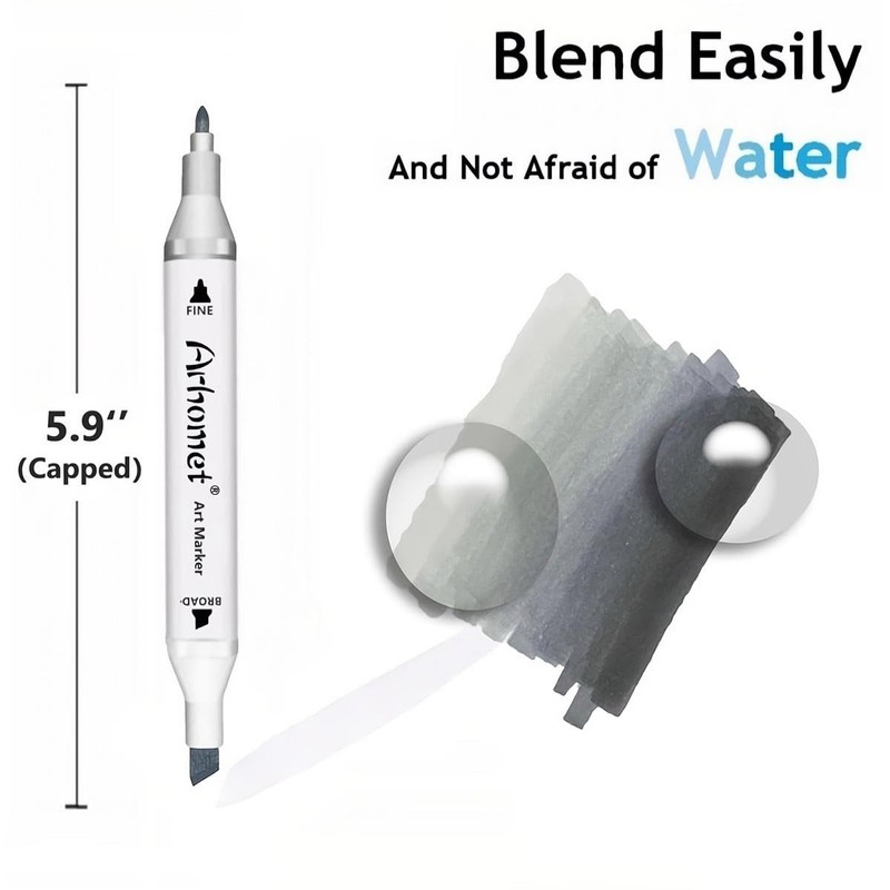 6pcs Grey Gray Alcohol Markers Set for Building Interior Design,