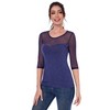 AmélieBoutik - Blusa elegante con cuello redondo para mujer, de