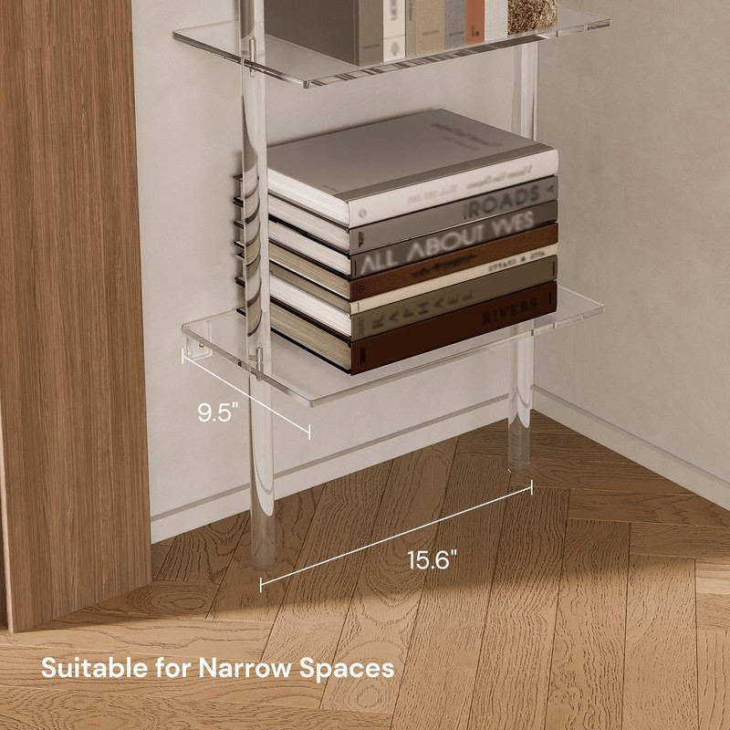 CRTERICX Small Acrylic Ladder Bookshelf, 9.5" D x 15.6" W,