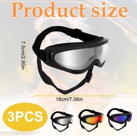 Dog Sunglasses Set – 3pcs Pet Goggles in Red, Silver, and Rainbow, Adjustable Strap Design with Foam Padding – UV Eye Protection for Large Dogs, Outdoor Travel, Surfing, Hiking, Motorcycle R