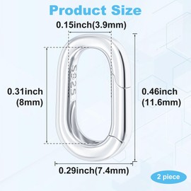 Isslly 925 Oval Necklace Shortener Clasp, Spring Carabiner Bracelet Rings, Sterling Silver Jewerlry Enhancer Shortener - 2PCS
