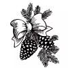 Sweet Grass Stamps PINE CONES & BOW, Christmas unmounted rubber